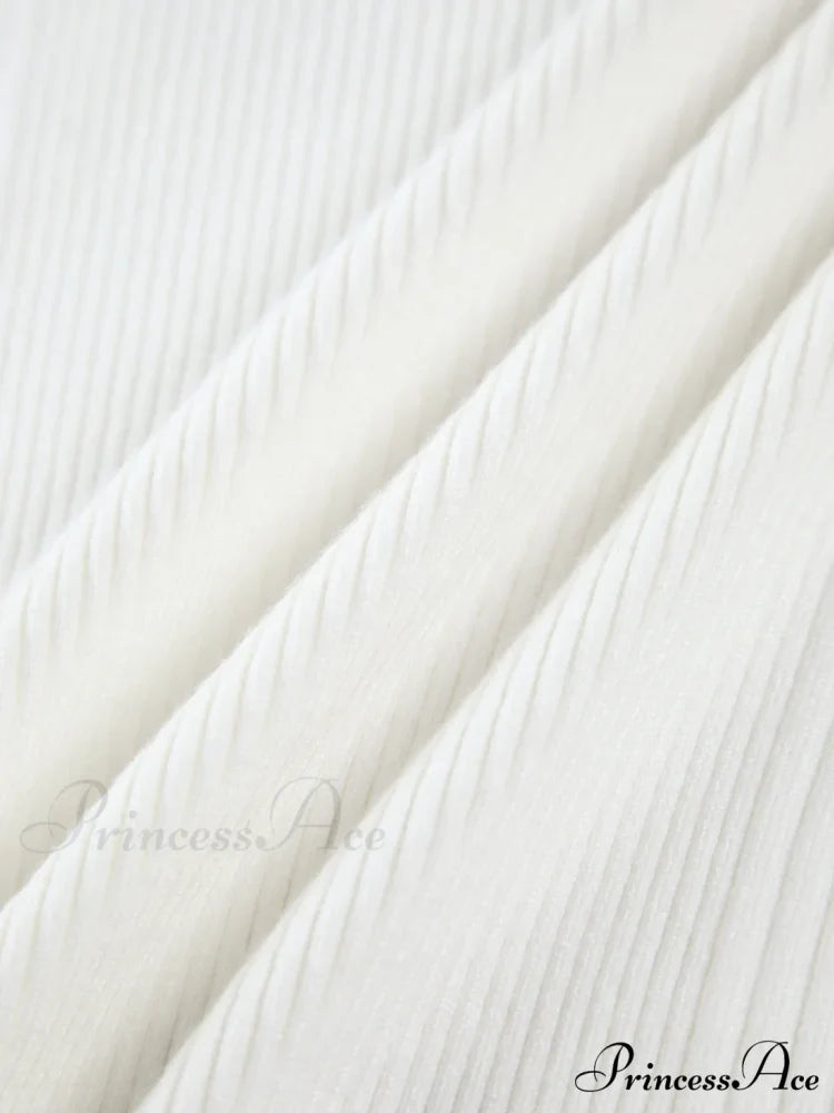 Cutout Split Beads Trendy Detail Ribbed Knit Top