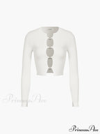 Cutout Split Beads Trendy Detail Ribbed Knit Top