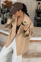 Retro Khaki Oversized Trench Jacket