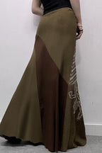 Printed Knit Patchwork Maxi Skirt