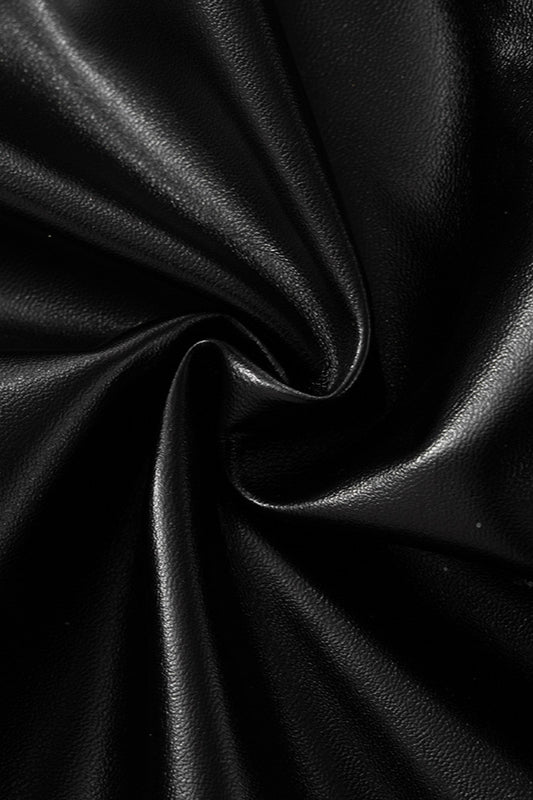 Faux Leather Mesh One Shoulder Bodycon Mini Dress