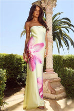 Strapless Backless Maxi Floral Dress