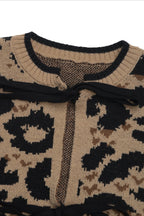 Knitted Leopard Ribbon Tie Cardigan