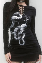 Printed Cross Tie Waist Bodycon Mini Dress