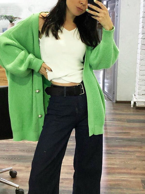 Solid Loose Knit Cardigan