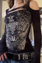 Gothic Graphic Hollow Out T-Shirt