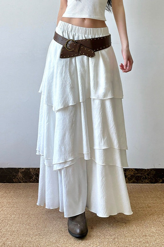 Low Waist Asymmetrical Maxi Skirt