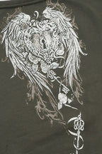 Y2K Wing Graphic Off-Shoulder T-Shirt