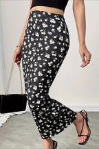 Slim Digital Floral Print Comfortable Maxi Skirt