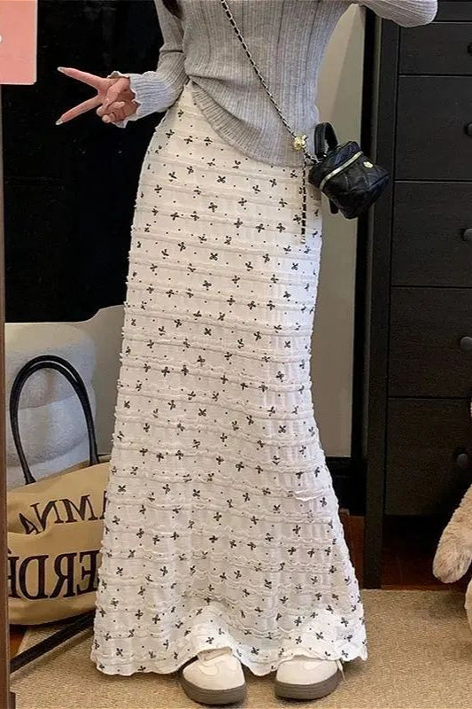 Lace Floral Plus Size High Waist Mermaid Skirt