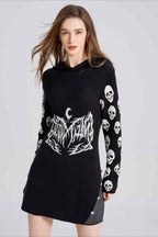 Gothic Skull Hooded Knit Sweater