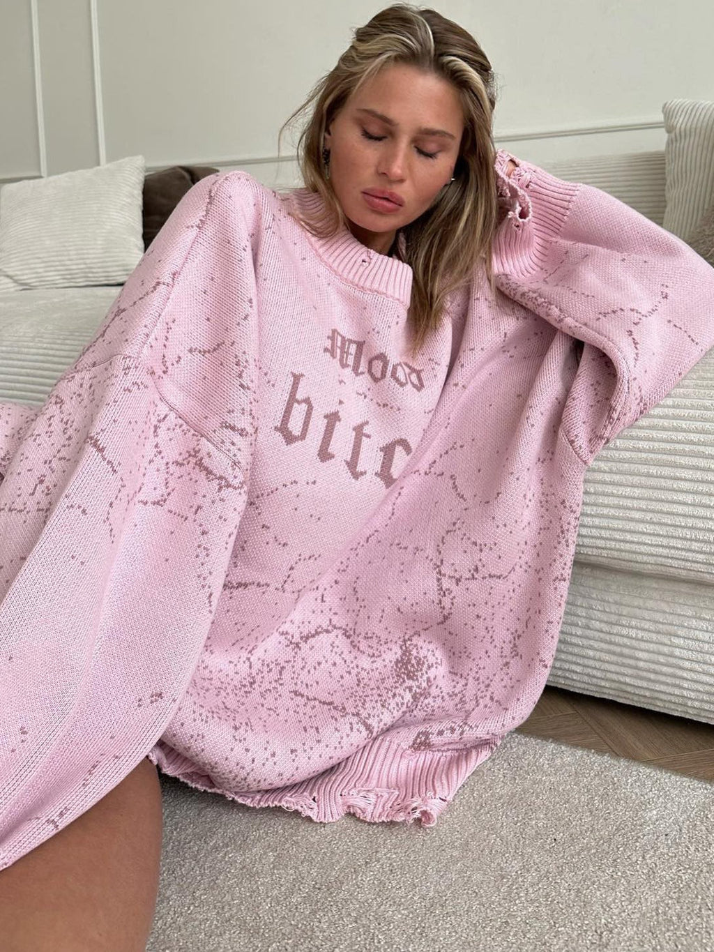 Contrast Letter Knit Pullover Sweater