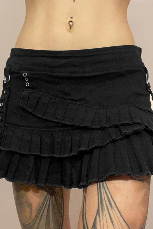 Punk Metal Trim Low Waist Skirt