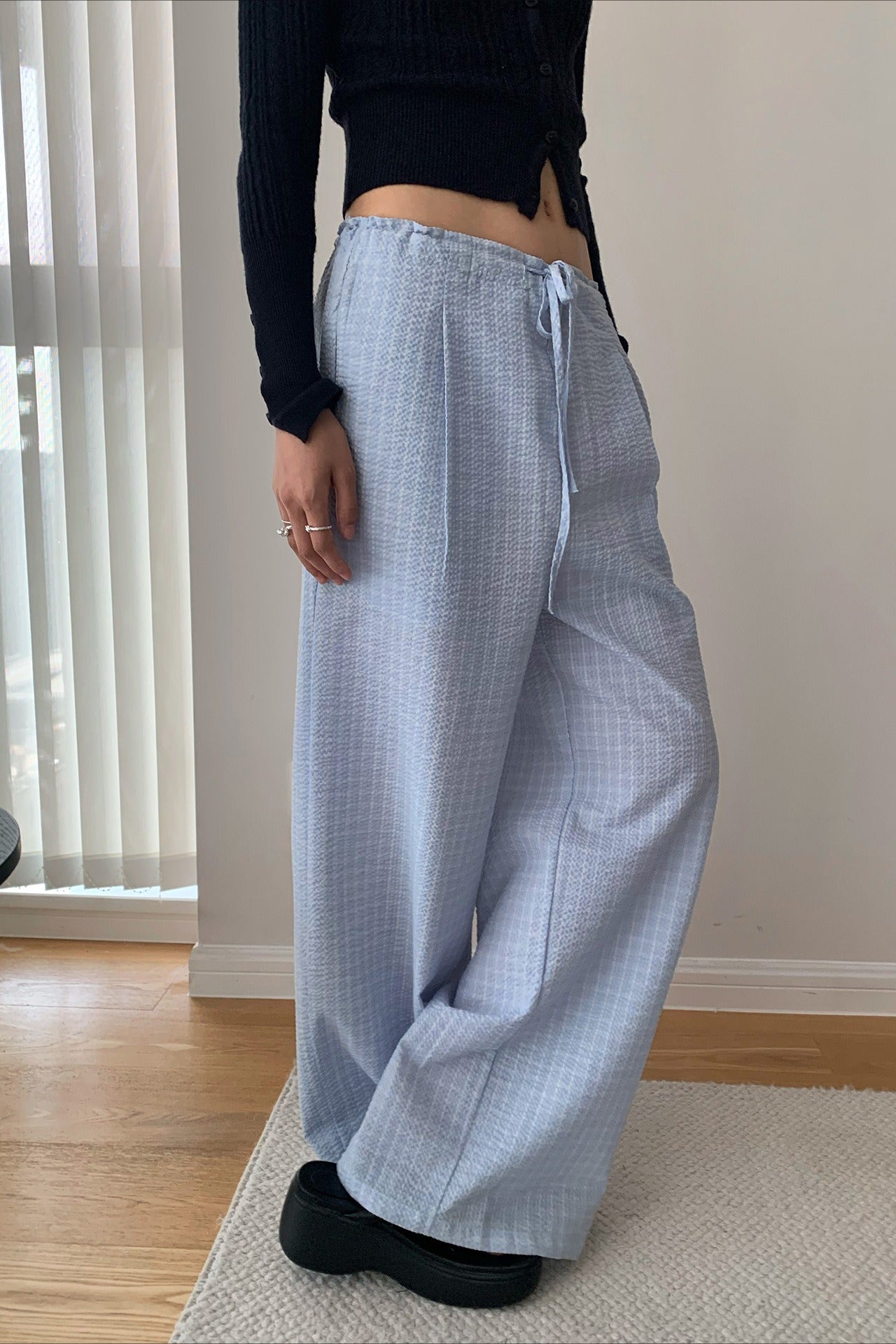 Loose Fit Checkered Casual Pants