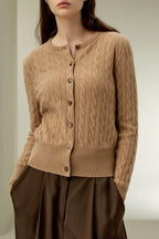 Elegant Cable Knit Button Cardigan Sweater