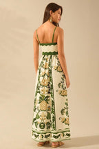 Tropical Floral Ruffle Beach Boho Dress