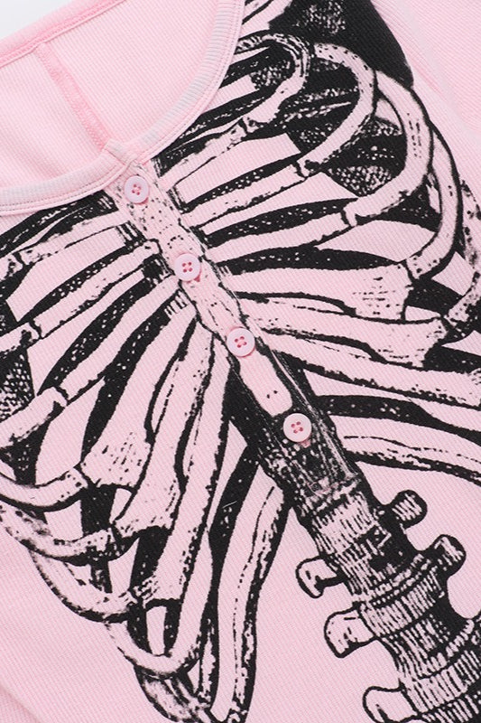 Halloween Skull Print Bodysuit T-Shirt