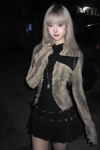 Punk Cross Contrast Long Sleeve T-Shirt