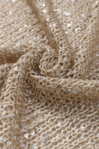 Solid Color Sequined Hollow Long Sleeve Knit Sweater