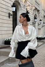 Vintage Satin Lantern Sleeve Blouse