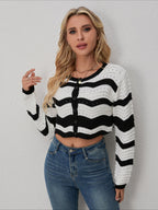 Striped Colorblock Knit Cardigan