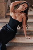 Pleated Bustier Bodycon Maxi Dress