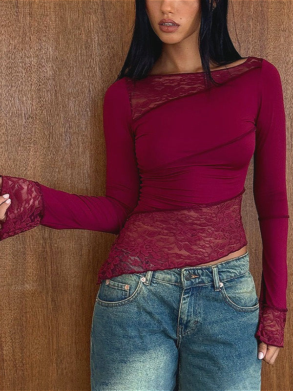 Vintage Slim Fit Floral Detail Long Sleeve Blouse