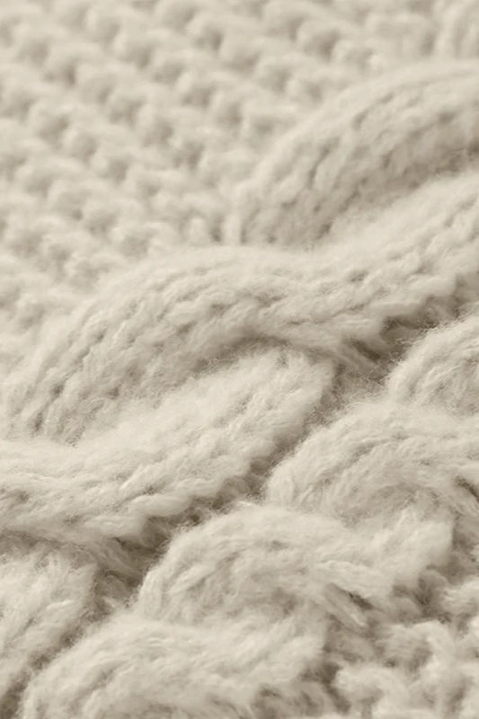 Oversized Cable Knit Crew Neck Sweater