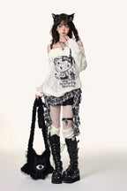 Halloween Plaid PU Mini Skirt