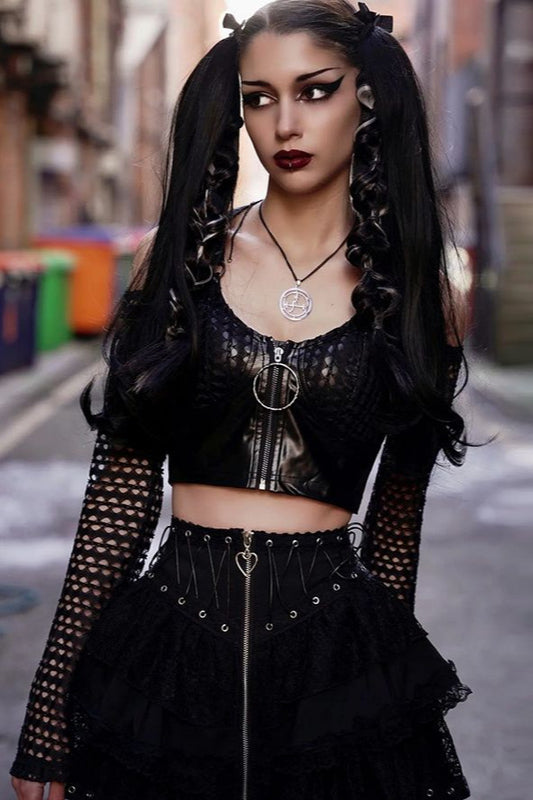 Slim Fit Gothic Lace Accent Skirt