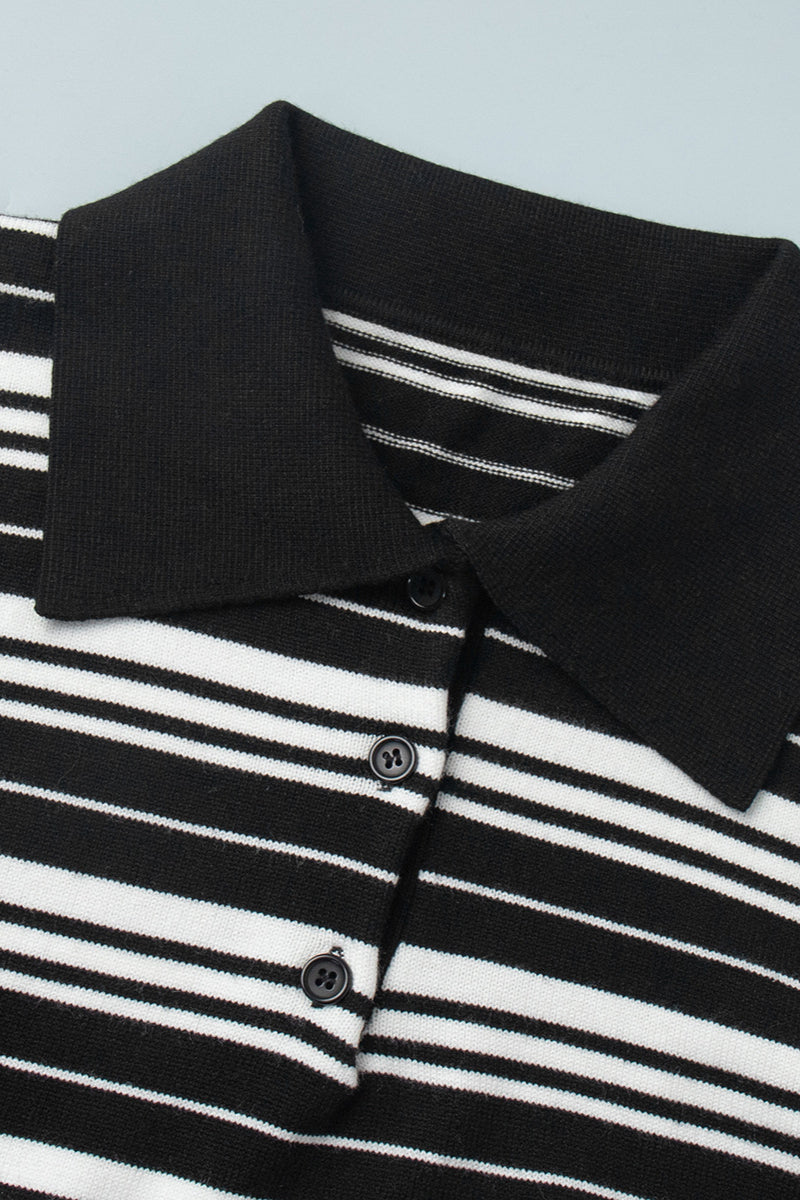 Colorblock Striped Polo Knit Sweater