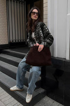 Leopard Print Long Sleeve Open Front Coat