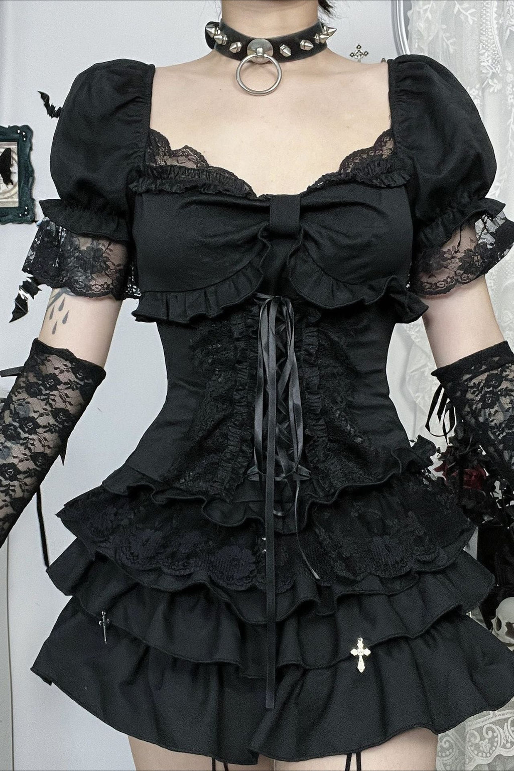 Dark Gothic Strap Detail Blouse