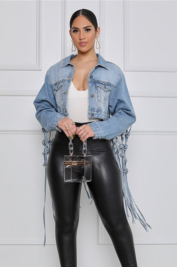 Blue Washed Denim Oversized Jacket