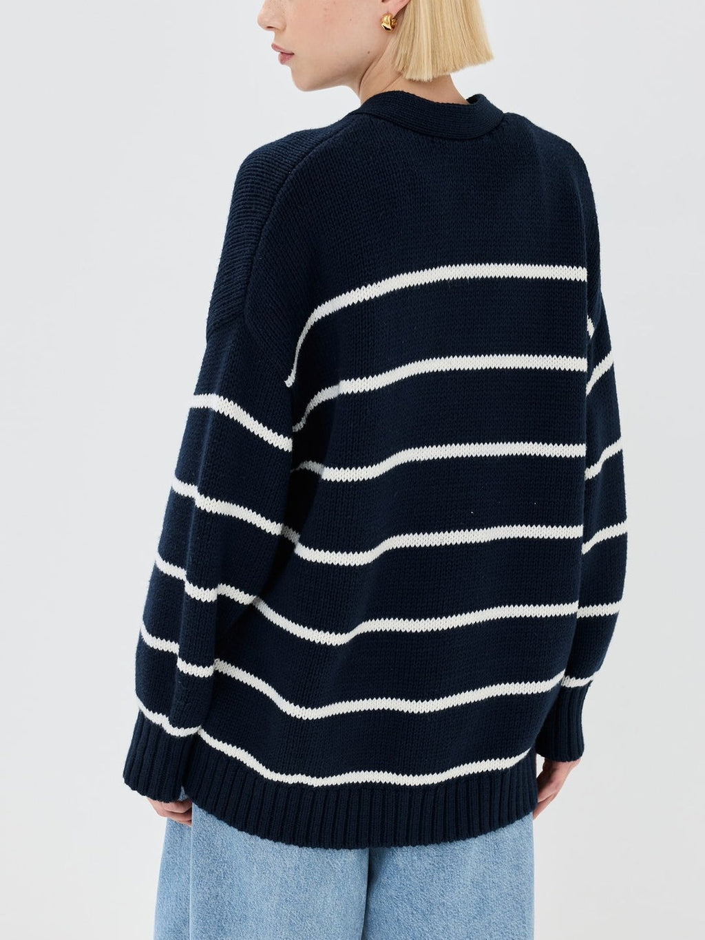Striped Loose Knit Cardigan
