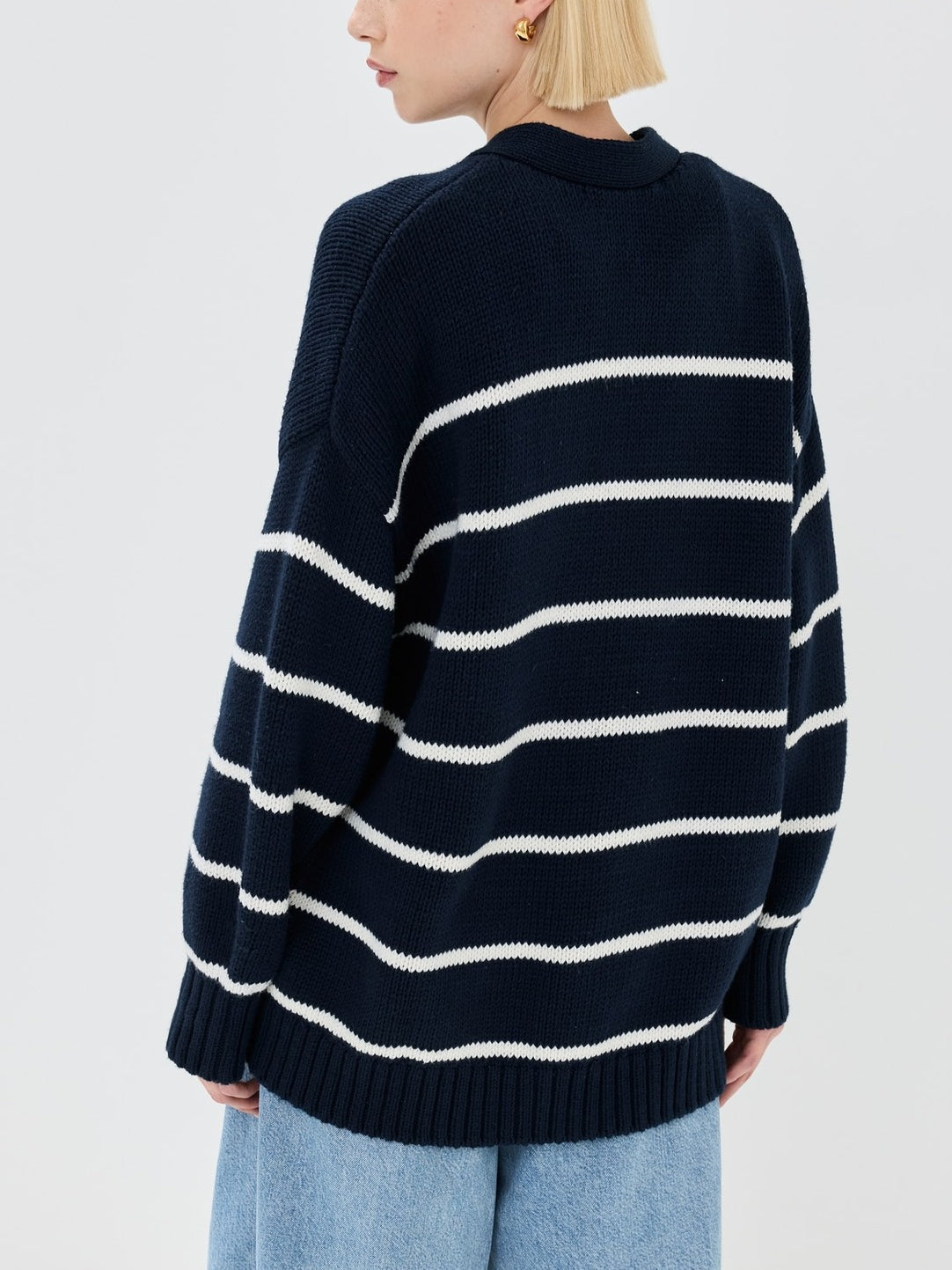 Striped Loose Knit Cardigan