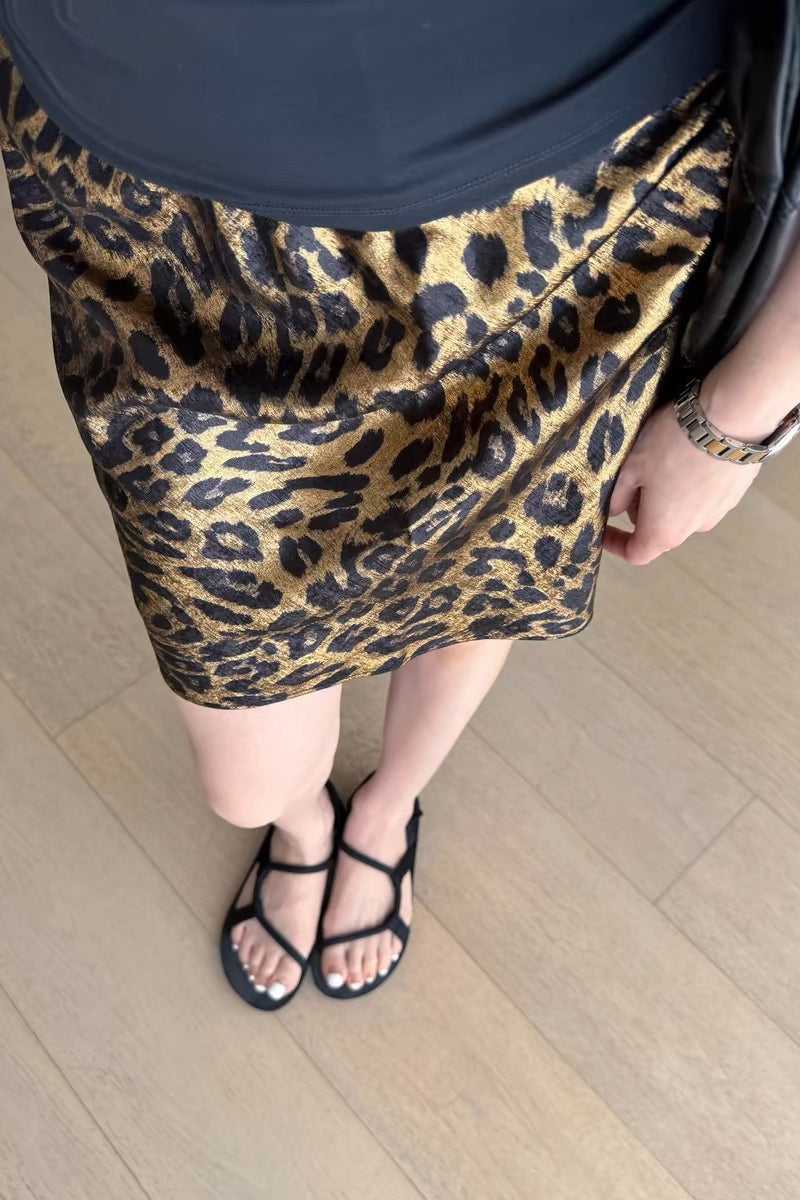 Luxe Leopard Print A-line Skirt