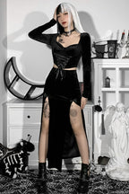 Punk Bow Slit High Waist Skirt