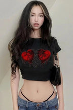 Dark Heart Graphic Crop T-Shirt