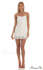Dainty Lace Ruched Charming Mesh Mini Dress