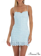 Dainty Lace Ruched Charming Mesh Mini Dress