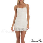 Dainty Lace Ruched Charming Mesh Mini Dress