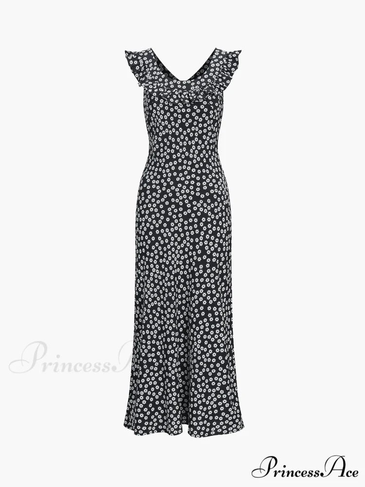 Daisy Floral Graceful Print Long Dress
