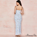 Daisy Printed Cowl Neck Side Slit Sophisticated Ruched Slip Midi Dress - Yellow