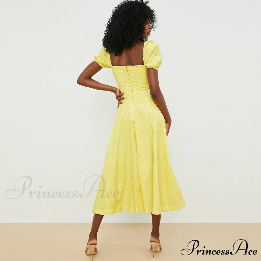 Daisy Printed Floss Strap Tied Classic Bustier Slip Maxi Dress