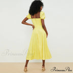 Daisy Printed Floss Strap Tied Classic Bustier Slip Maxi Dress