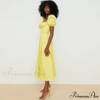 Daisy Printed Floss Strap Tied Classic Bustier Slip Maxi Dress