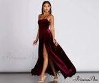 Dakota Velvet Lace Charming Up Evening Gown