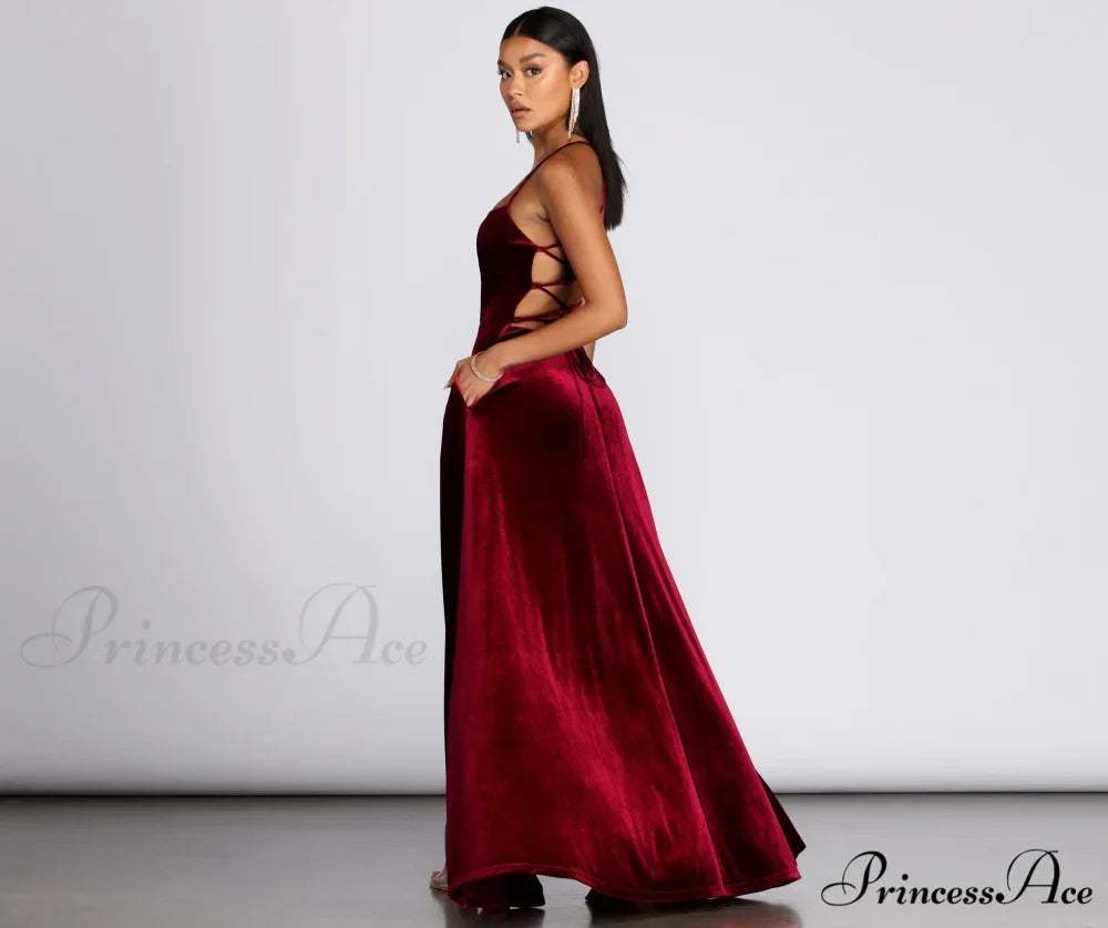 Dakota Velvet Lace Charming Up Evening Gown