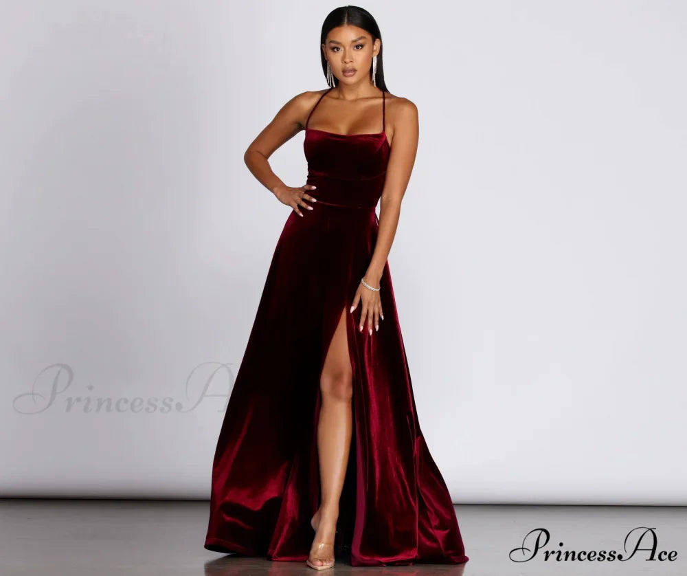 Dakota Velvet Lace Charming Up Evening Gown